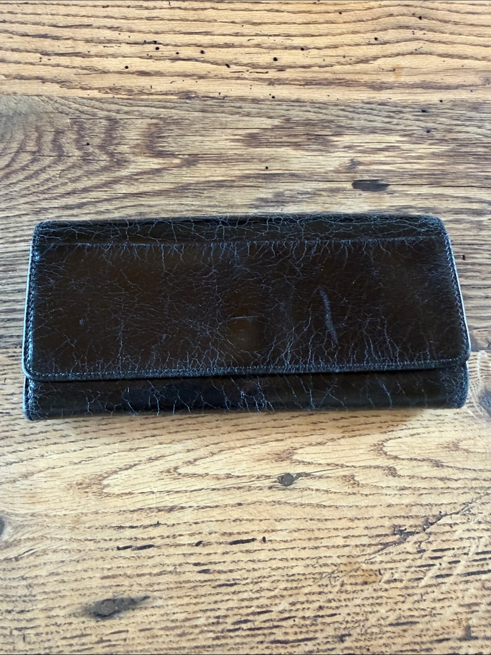 HOBO Black Textured Leather Long Wallet